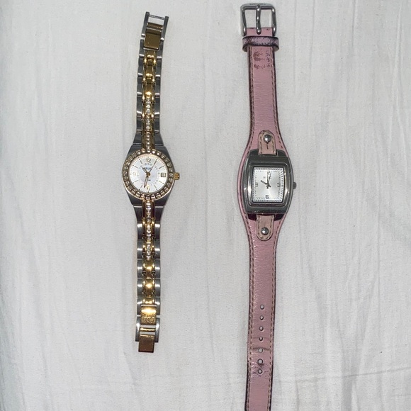 Relic Accessories - Relic Women's Two-Tone Bracelet Watch & Pink Leather Strap Watch
